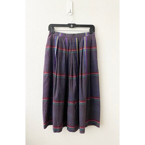 Vintage Women's J. Davis Ltd. Plaid Pleated Midi Skirt Pockets Side Closure 80's - Picture 2 of 5